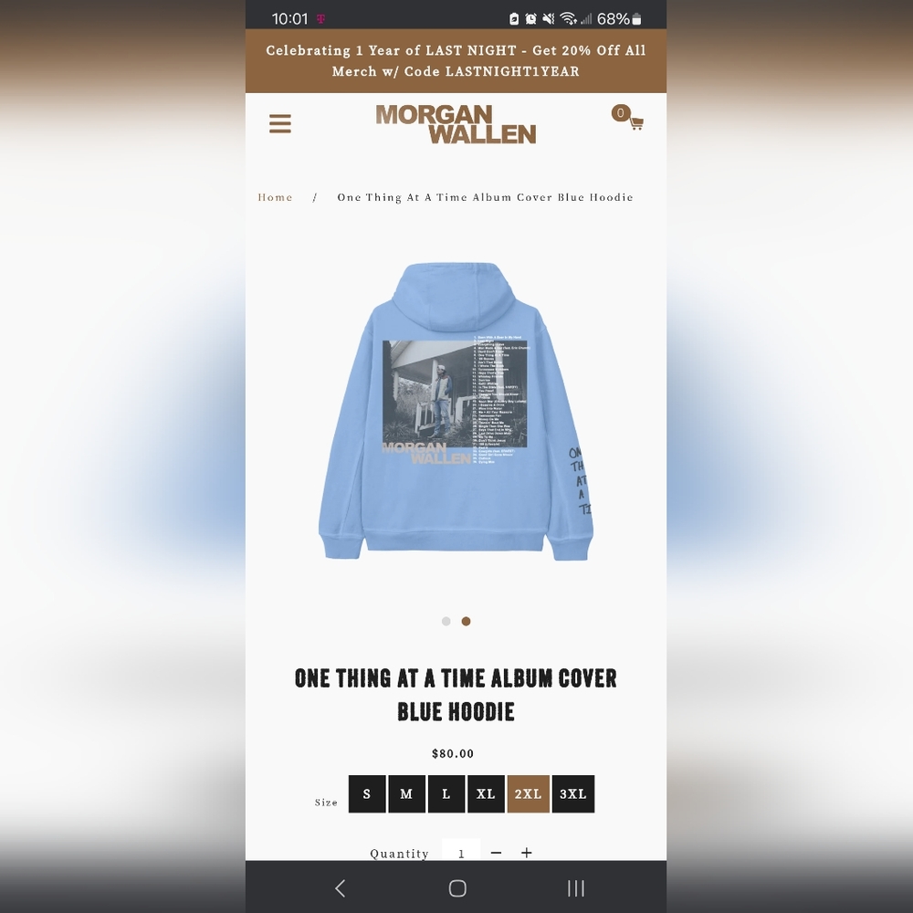 Morgan Wallen Hoodie 2XL Light Blue
